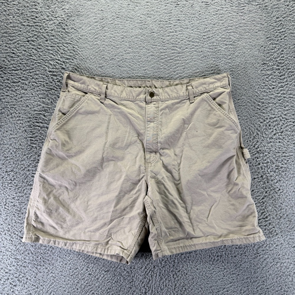 Carhartt Shorts Mens 42 Beige Cotton Carpenter Travel Workwear Utility Summer
